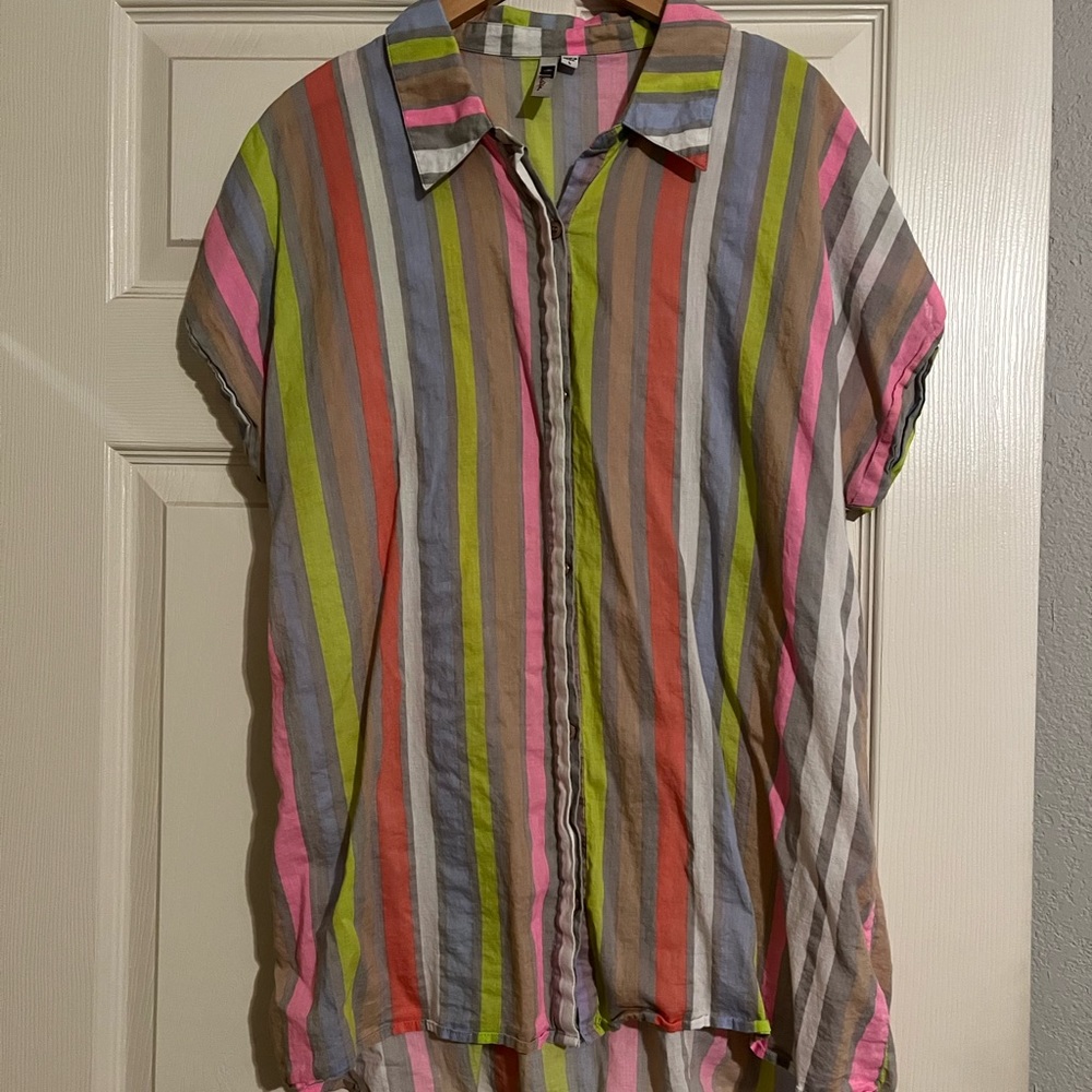 Short sleeve striped blouse